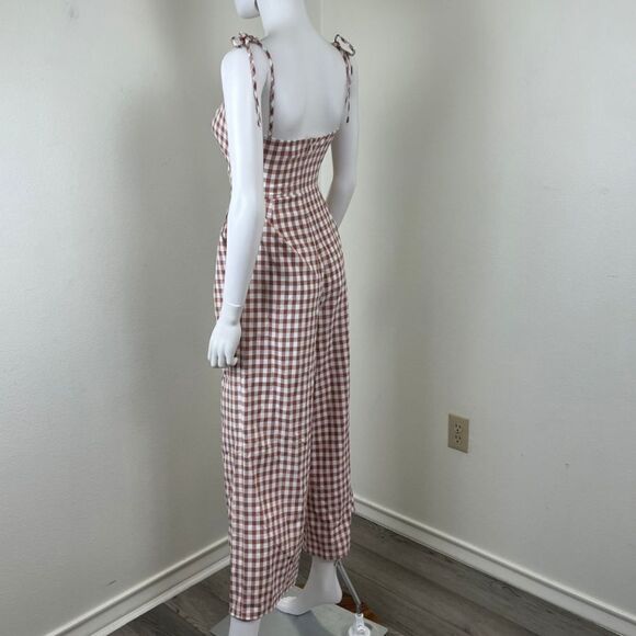 Song of Style Womens Size S Brown Senna Gingham Cutout Wide Leg Jumpsuit Pants - Picture 13 of 15